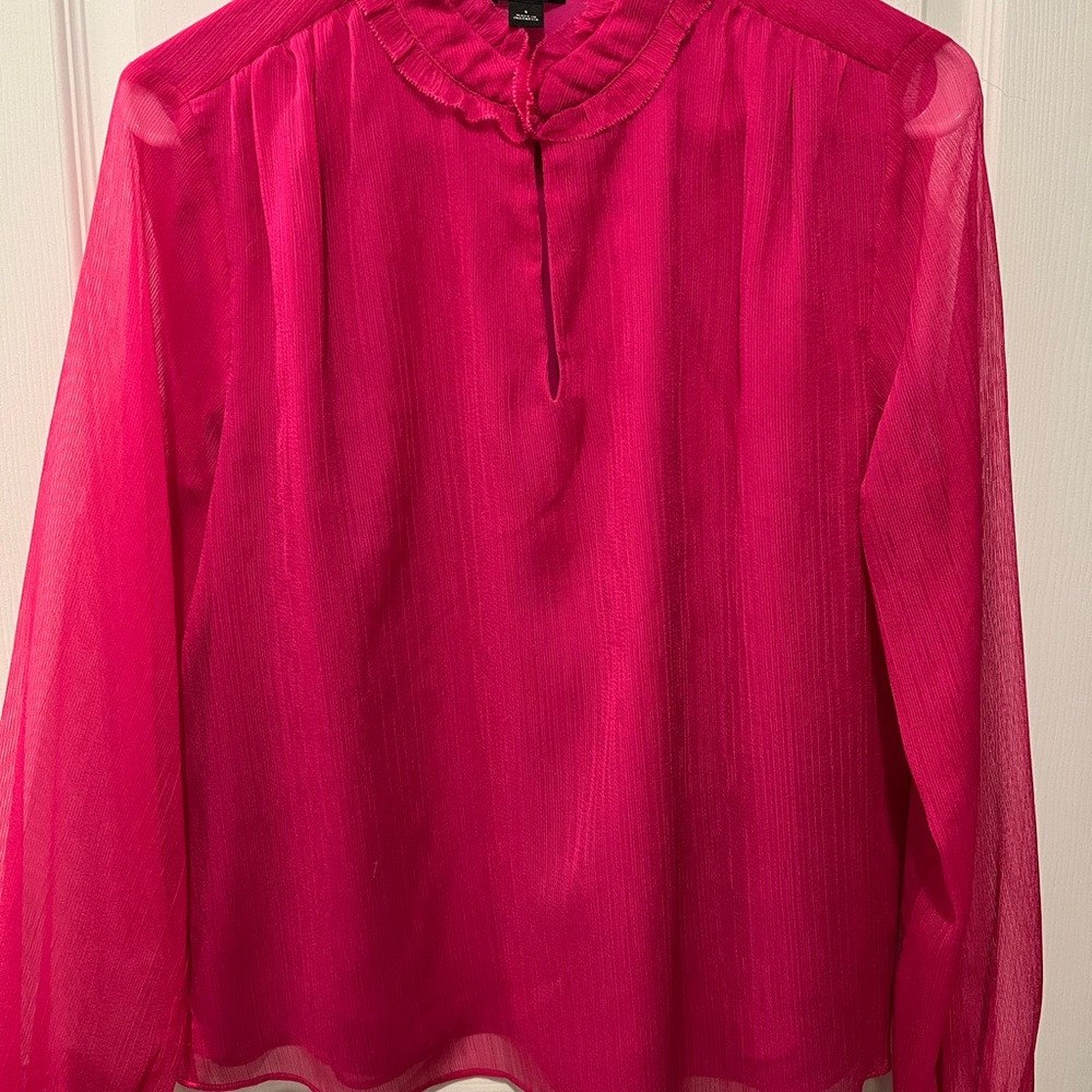 Ann Taylor Pink Relaxed Long Sleeve Blouse
